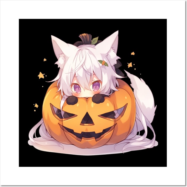 Kawaii Anime Girl in a Halloween Pumpkin Anime Halloween
